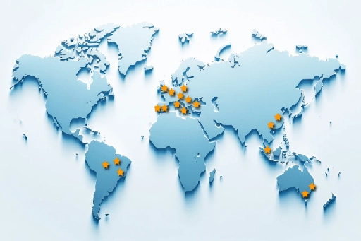 Mappa del mondo con presenza internazionale
